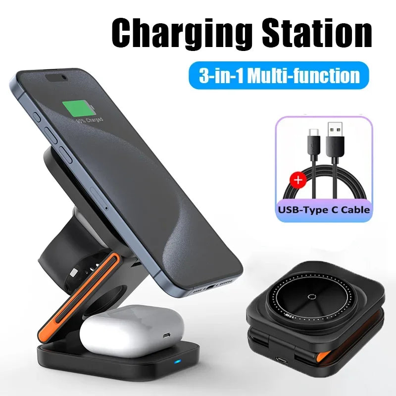 Foldable Magnetic Charger Stand 3-in-1