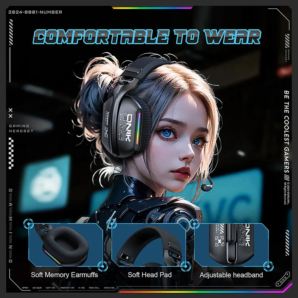 Wireless Gaming Headset with HD Mic