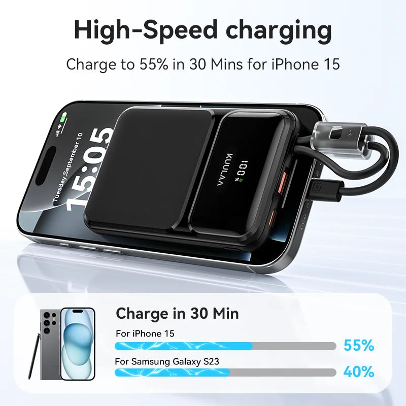 Portable Power Bank 10000mAh with Built-in Cables