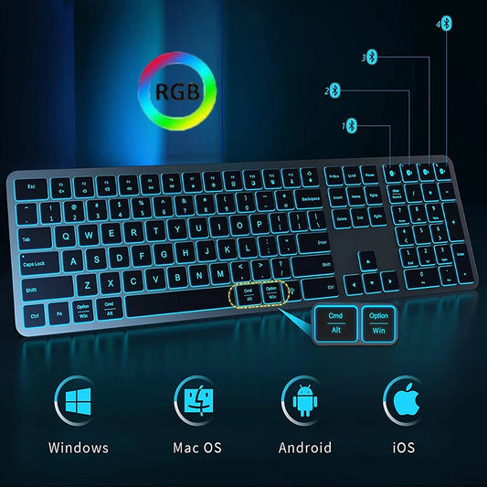 Rechargeable Wireless Backlit Bluetooth Keyboard