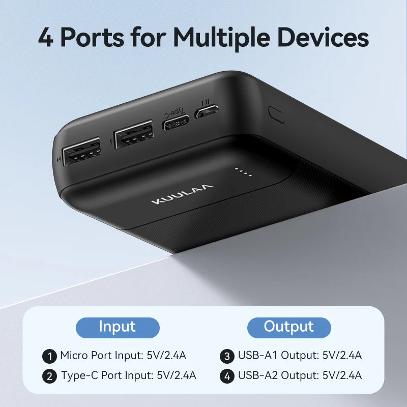 Portable Power Bank 20000mAh with LED Lamp