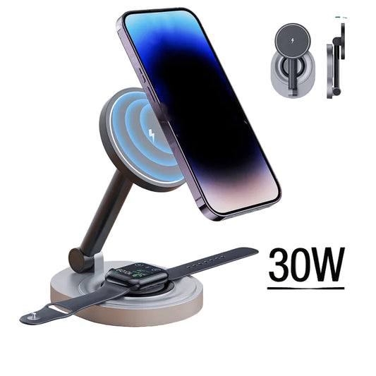 Magnetic 2-in-1 Wireless Charger Stand