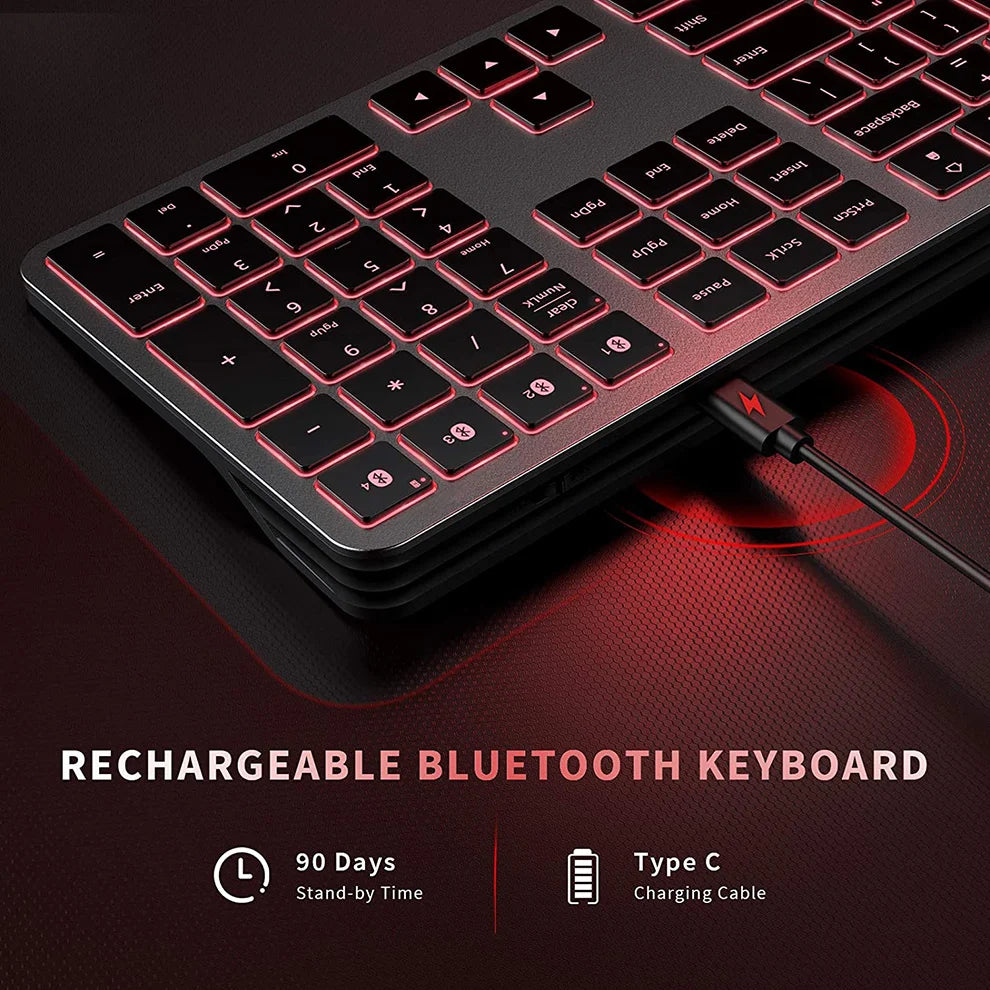 Rechargeable Wireless Backlit Bluetooth Keyboard