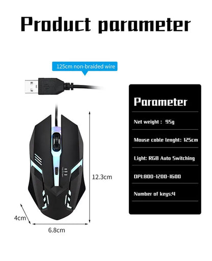 Ergonomic Backlit Wired Gaming Mouse – 1600 DPI