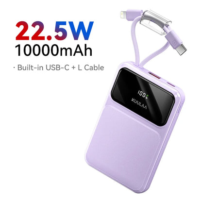 Portable Power Bank 10000mAh with Built-in Cables