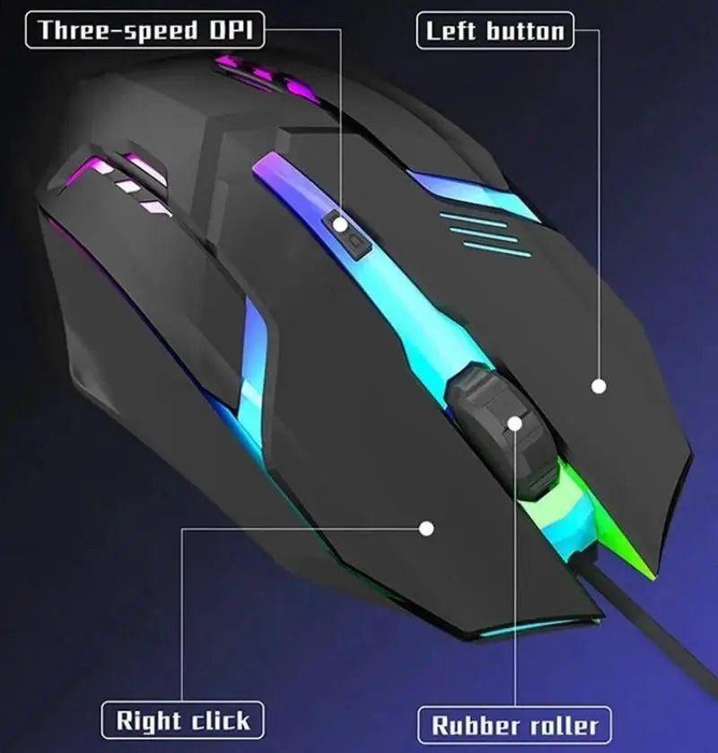 Ergonomic Backlit Wired Gaming Mouse – 1600 DPI