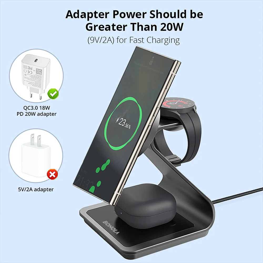 3-in-1 Magnetic Wireless Charging Station