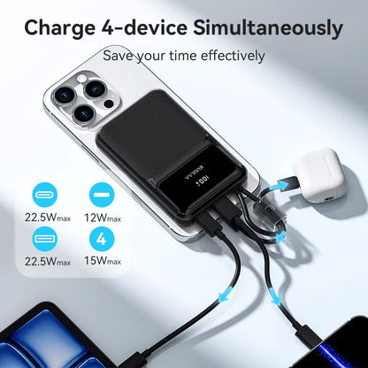 Portable Power Bank 10000mAh with Built-in Cables