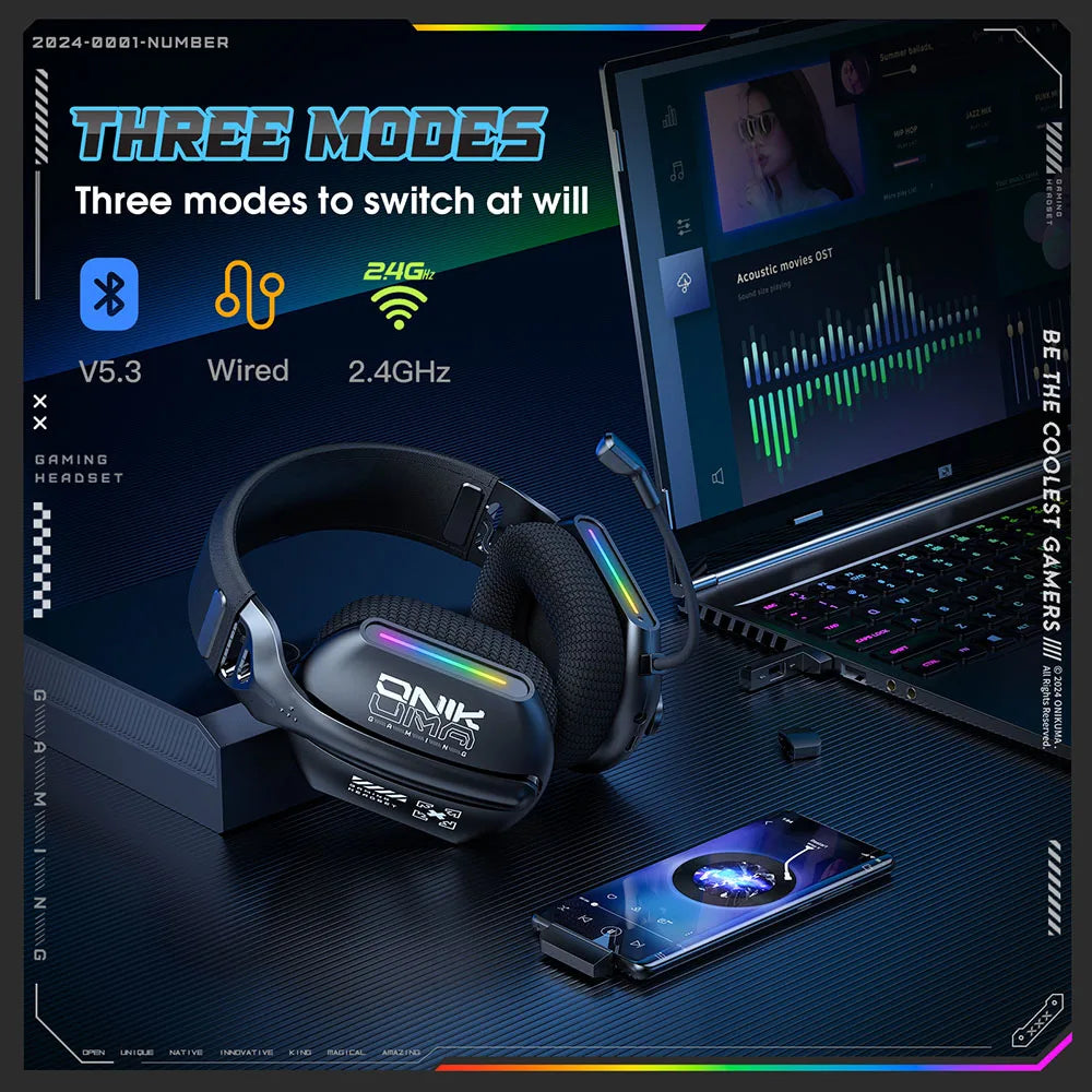 Wireless Gaming Headset with HD Mic