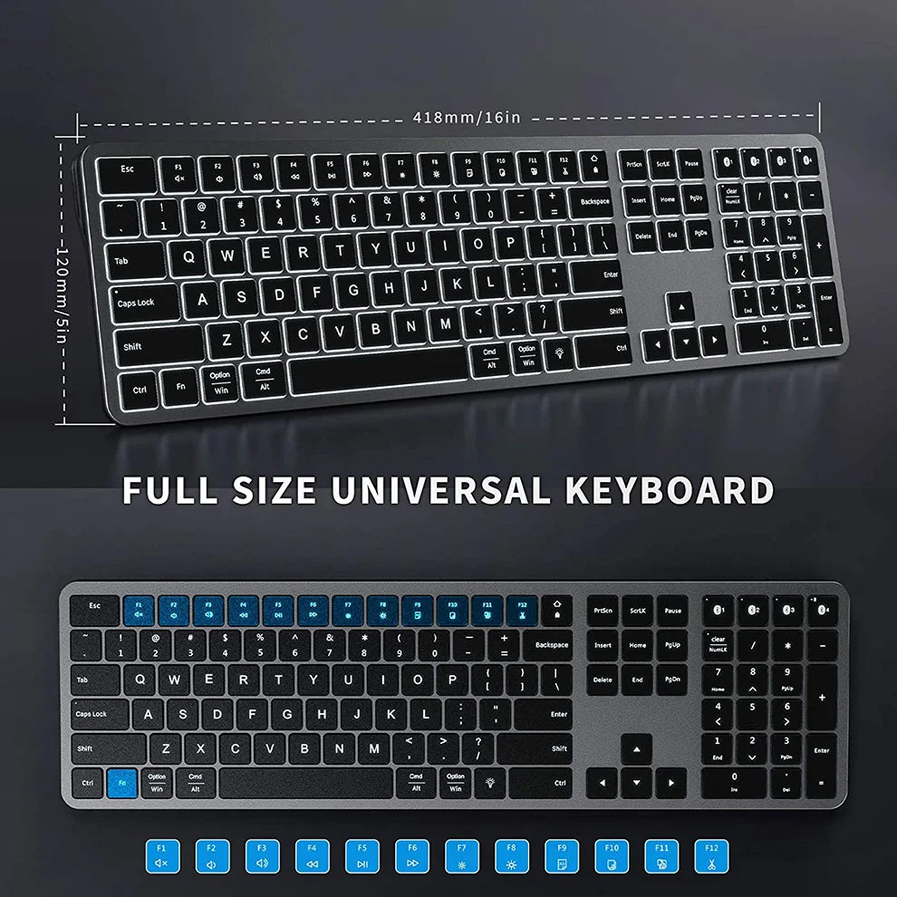 Rechargeable Wireless Backlit Bluetooth Keyboard