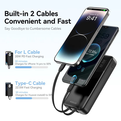 Portable Power Bank 20000mAh with Cables