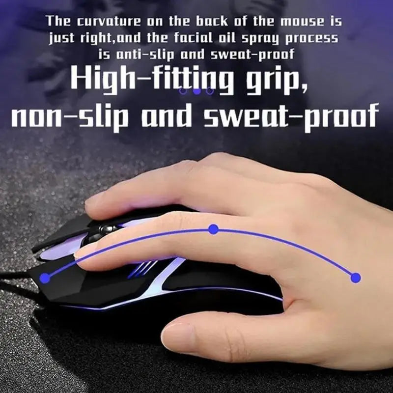 Ergonomic Backlit Wired Gaming Mouse – 1600 DPI