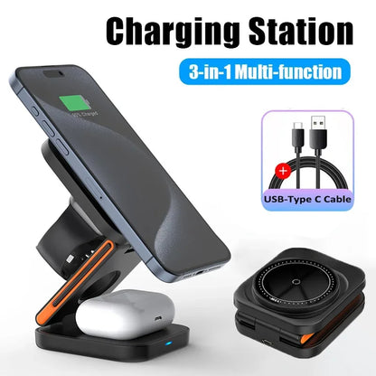 Foldable Magnetic Charger Stand 3-in-1